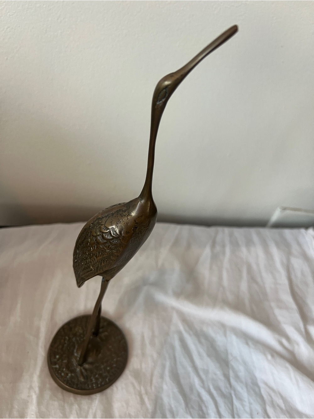 Vintage Solid Brass Crane Or Heron Figurine